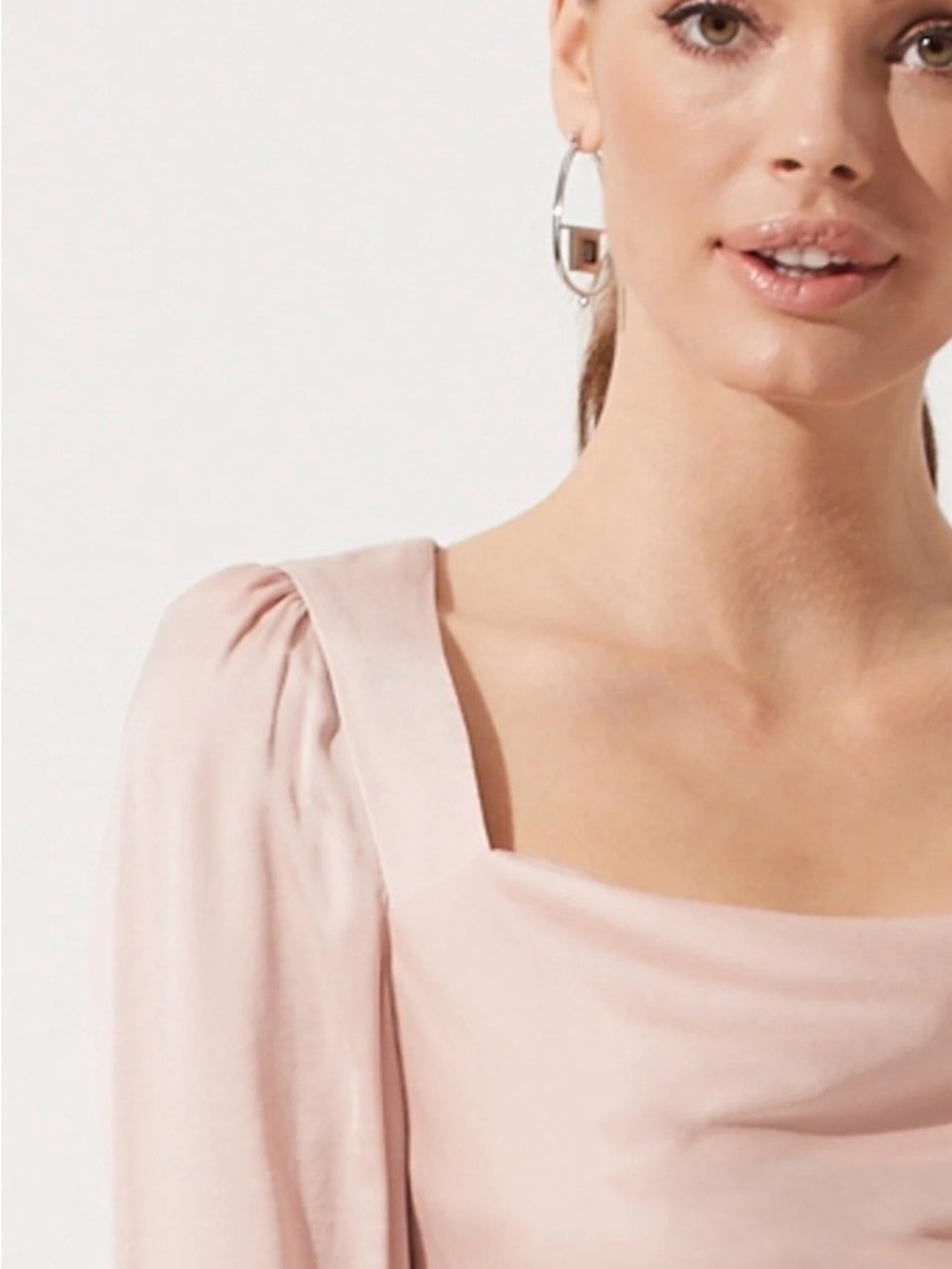 ASTR Blush Pink Draped-Back Long Sleeve Blouse - size M - Picture 7 of 8